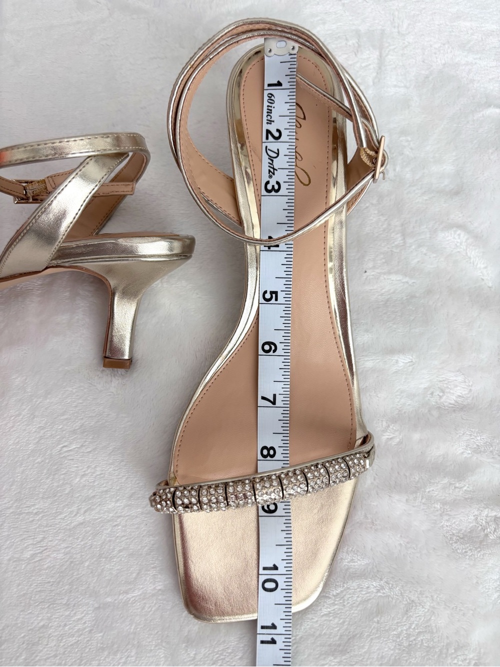 JEWEL BADGLEY MISHKA Charisma Gold Kitten Heel Ankle Strap Sandal--NEW--11 - Picture 13 of 13